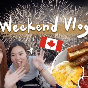 🇨🇦𝐕𝐋𝐎𝐆 加拿大週末生活🫶🏻 在市區被搭訕？逛華人夜市、沙灘煙火秀【允熊Aya】