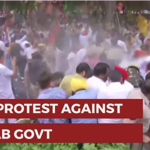 Water Cannon Used On BJP Workers Protesting Against Punjab's Bhagwant Mann-Led Government | WATCH